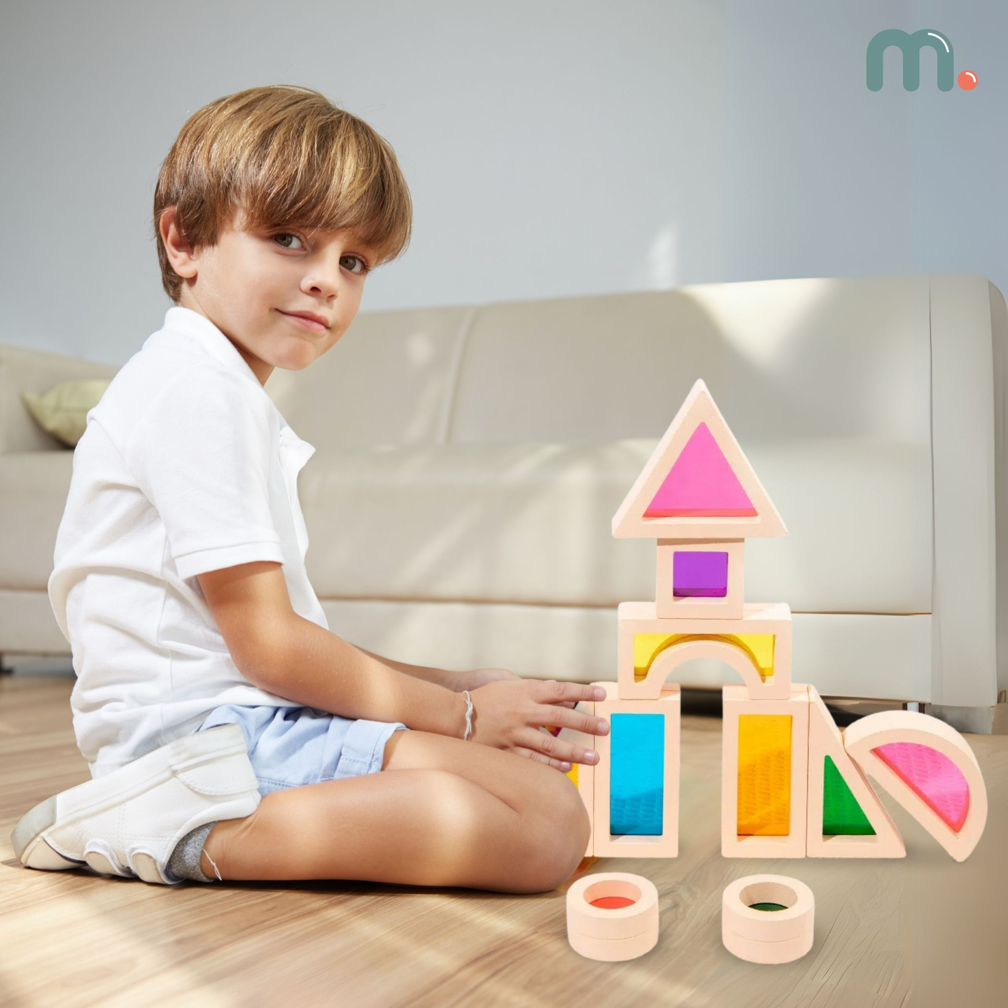 Varavīksnes koka klucīši - 25 elementi