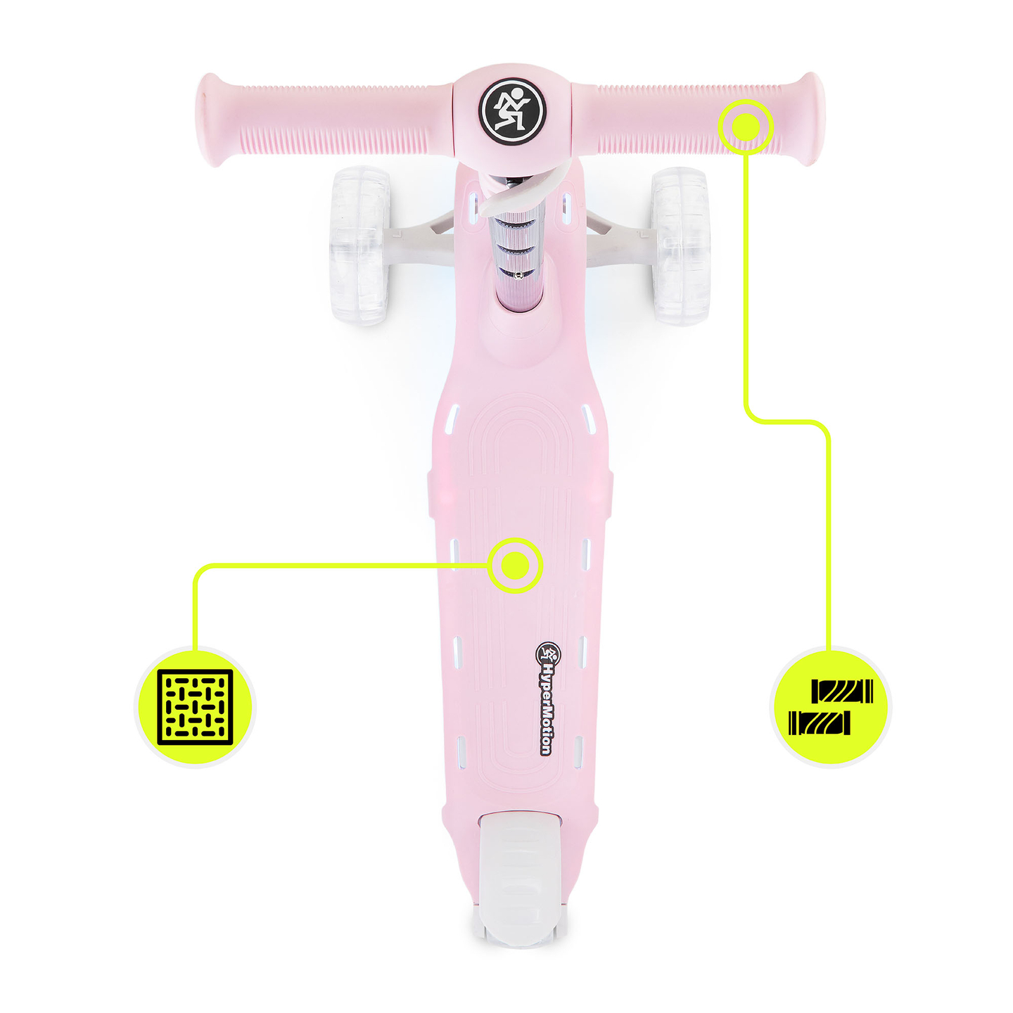 HyperMotion BECKY līdzsvara skrejritenis - RGB LED apgaismojums, rozā