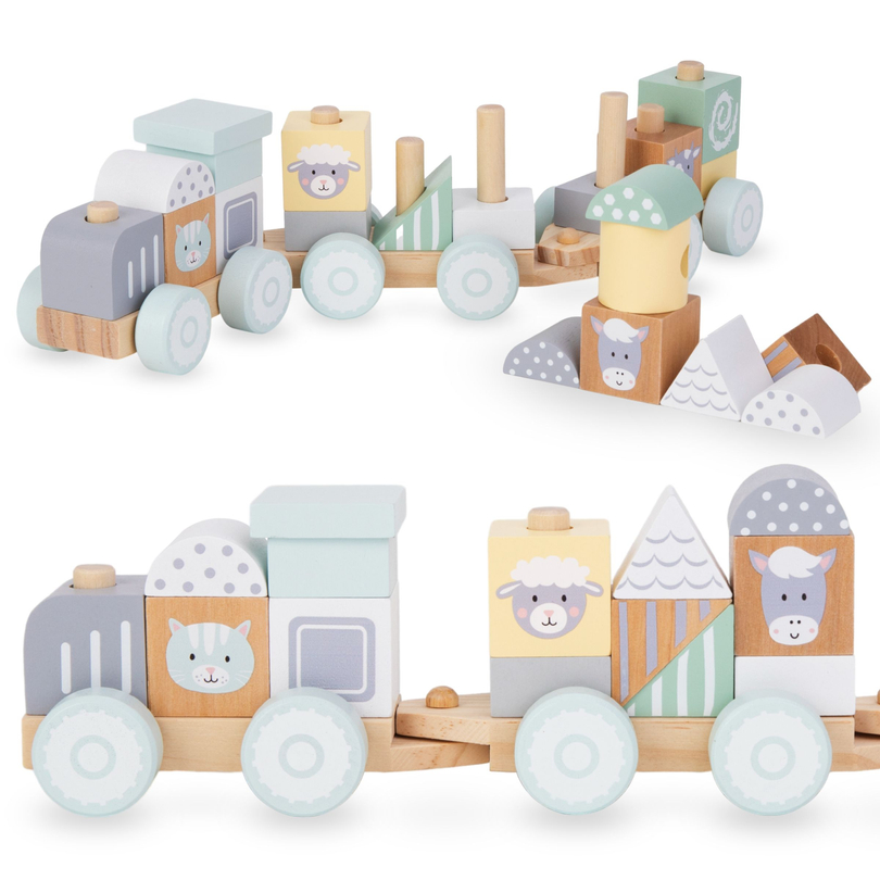 Koka vilciens ar blokiem zēnam - Ferma