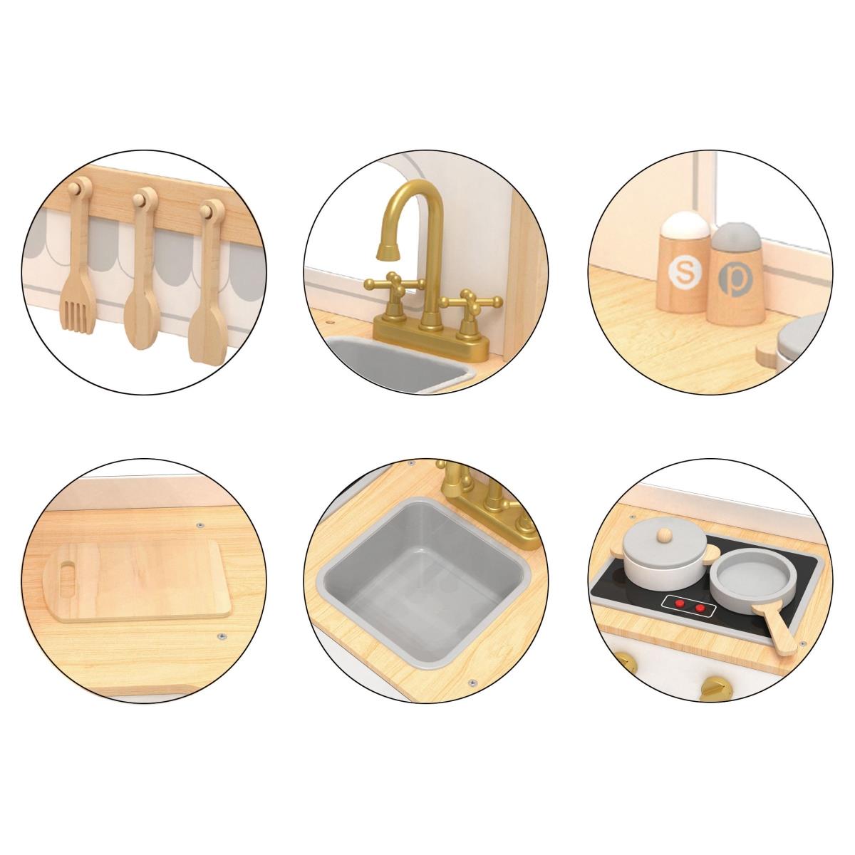 XXXL koka interaktīvā stūra virtuve ar ledusskapi, mikroviļņu krāsni, cepeškrāsni, veļas mašīnu un piederumiem - dabiska