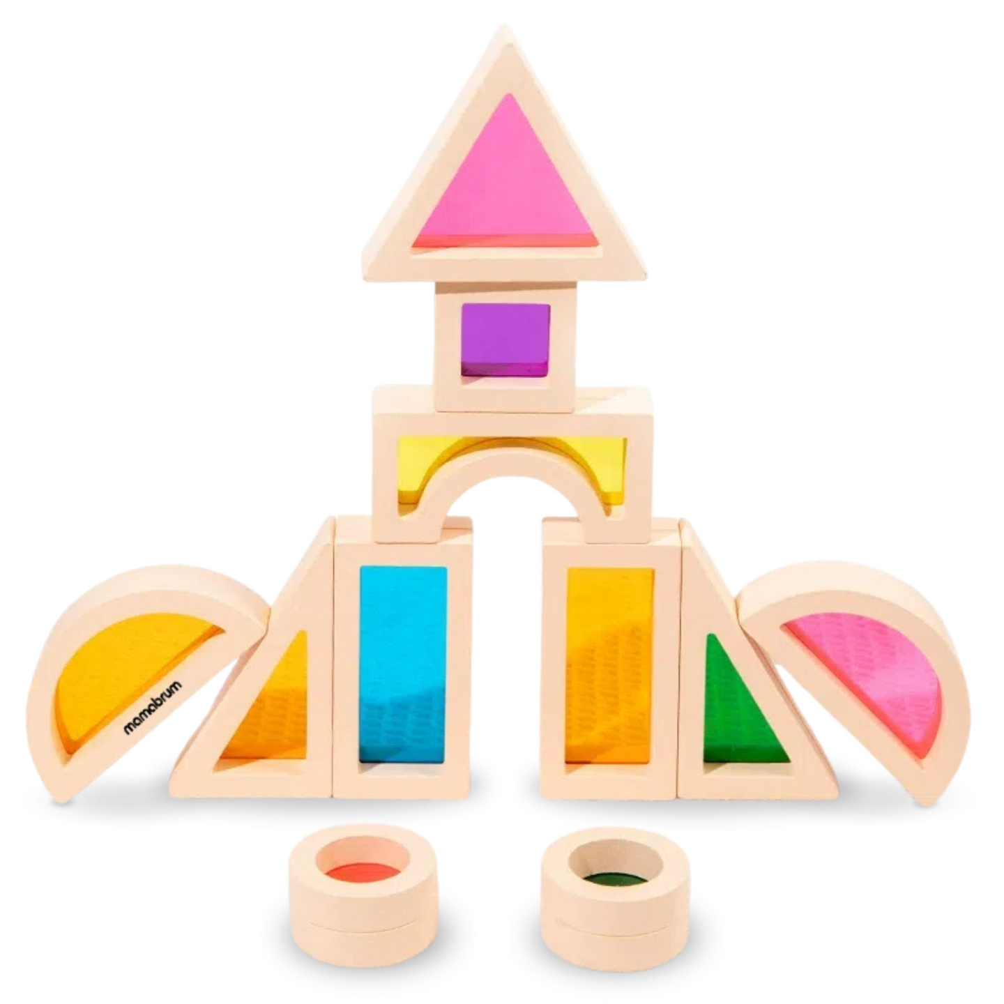 Varavīksnes koka klucīši - 25 elementi