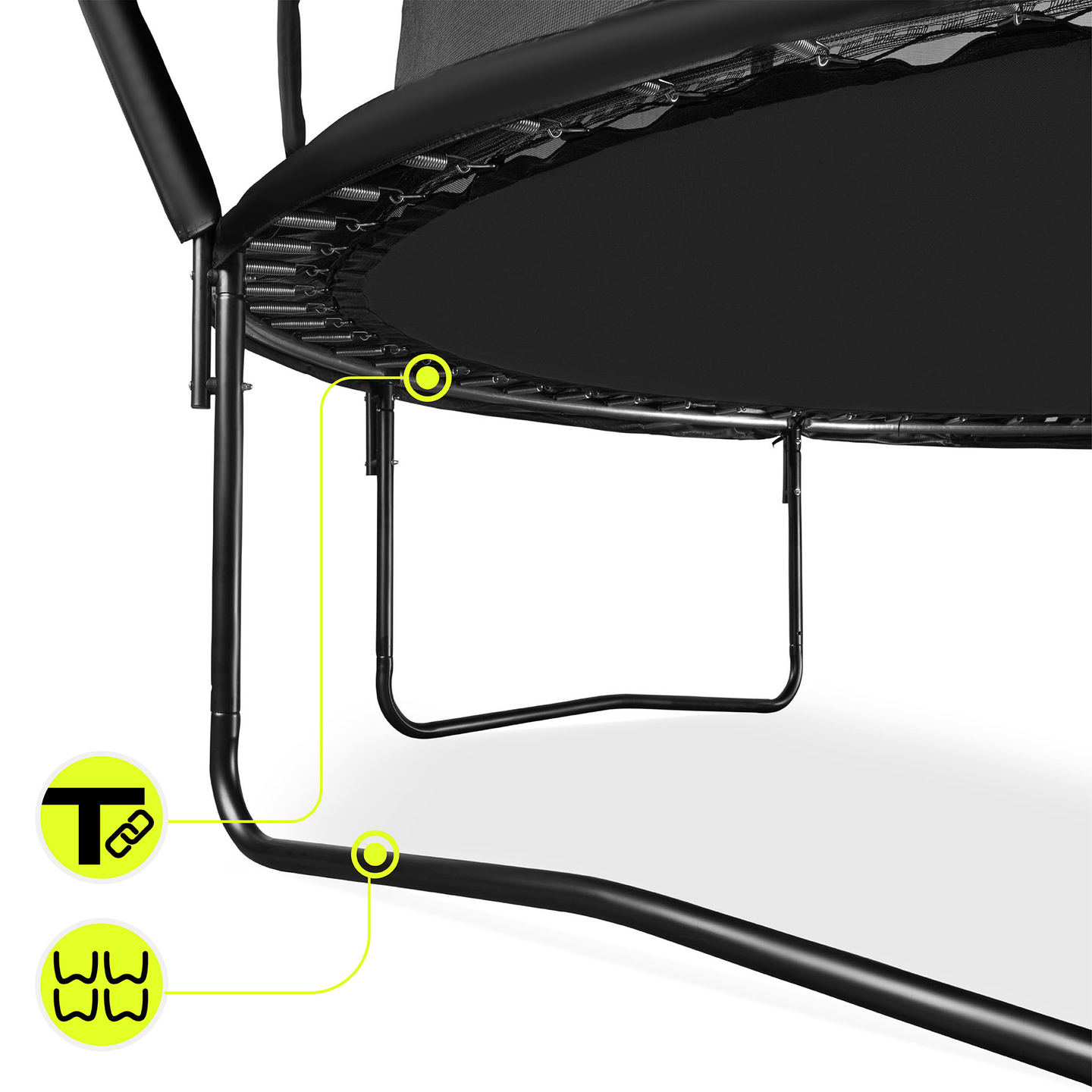 XXL dārza batuts bērniem HyperMotion - 366 cm 12FT - ar kāpnēm un iekšējo tīklu - mājai un dārzam - 150kg max