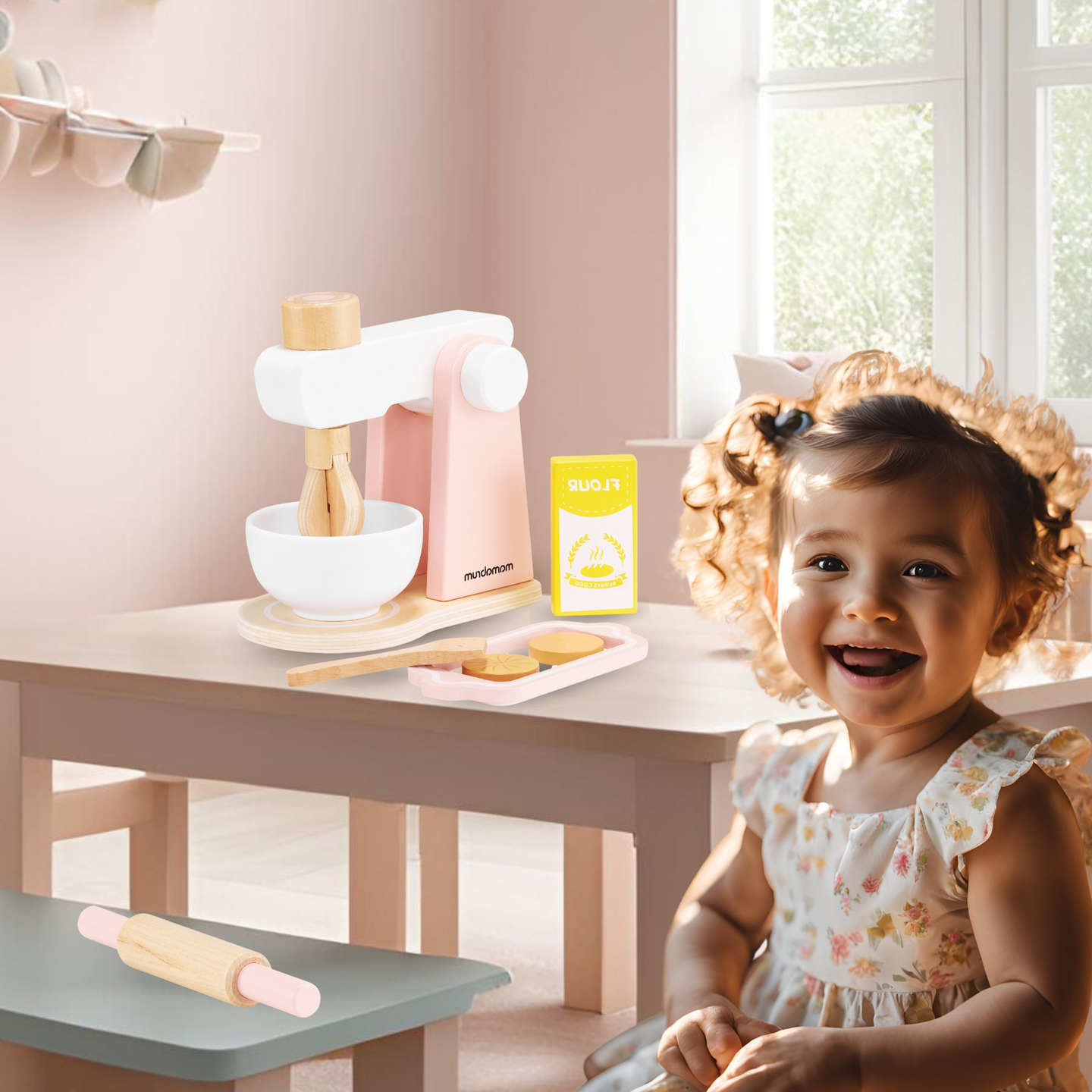 Koka mīklas maisītājs ar piederumiem, bērniem