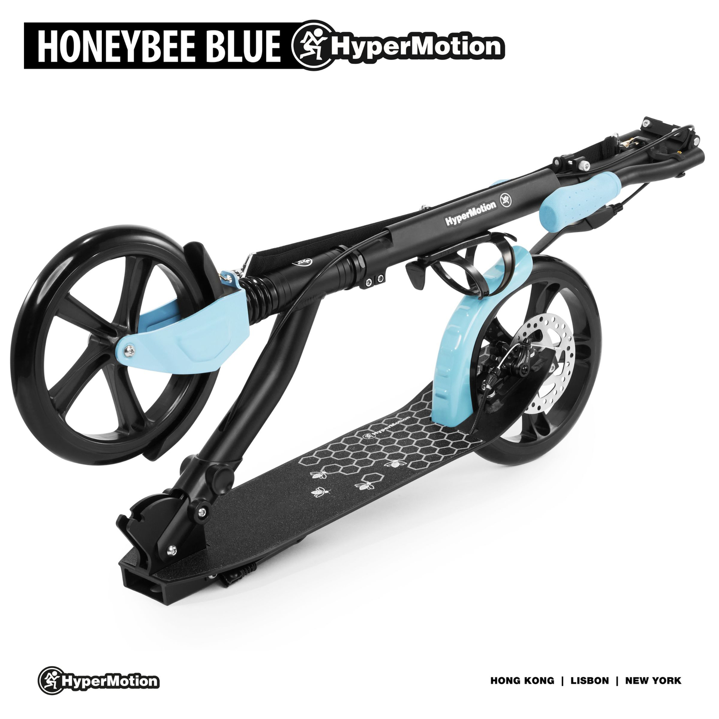 Divu riteņu pilsētas skrejritenis HONEYBEE Blue HyperMotion 100kg - pilns alumīnijs, lieli 250 mm riteņi
