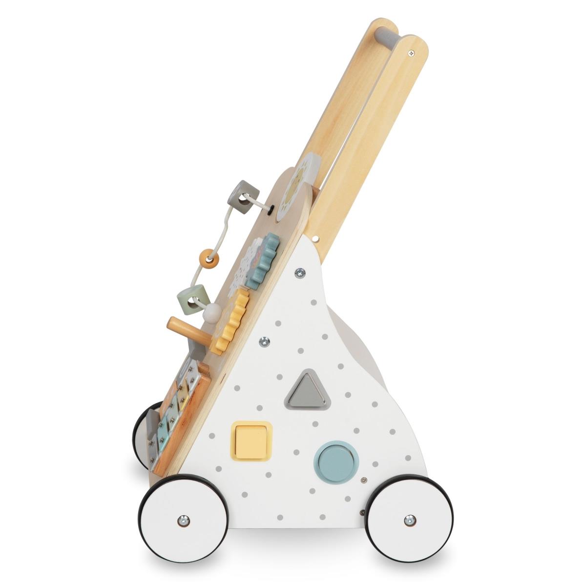 Izglītojoša koka staigule 8in1 / bērnu stūmējs - manipulatīvā tāfele