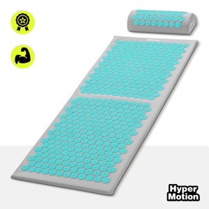 Liels akupresūras paklājiņš ar spilvenu un pārvalku - 130 cm HyperMotion pelēkpiparmētru krāsā
