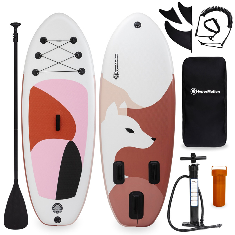 Piepūšamais SUP dēlis bērniem Stand Up Paddle 215cm ar lāpstiņu - HyperMotion WAVE BOOST PINK 215